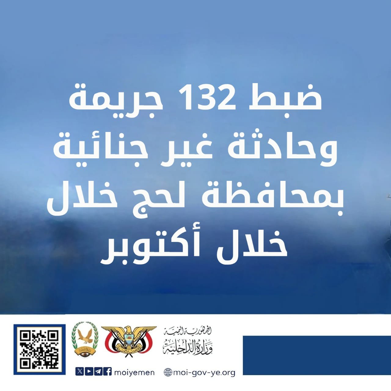 ضبط 132 جريمة وحادثة غير جنائية بمحافظة لحج خلال خلال أكتوبر Image